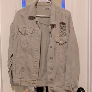 Grey Distressed Denim Jacket
